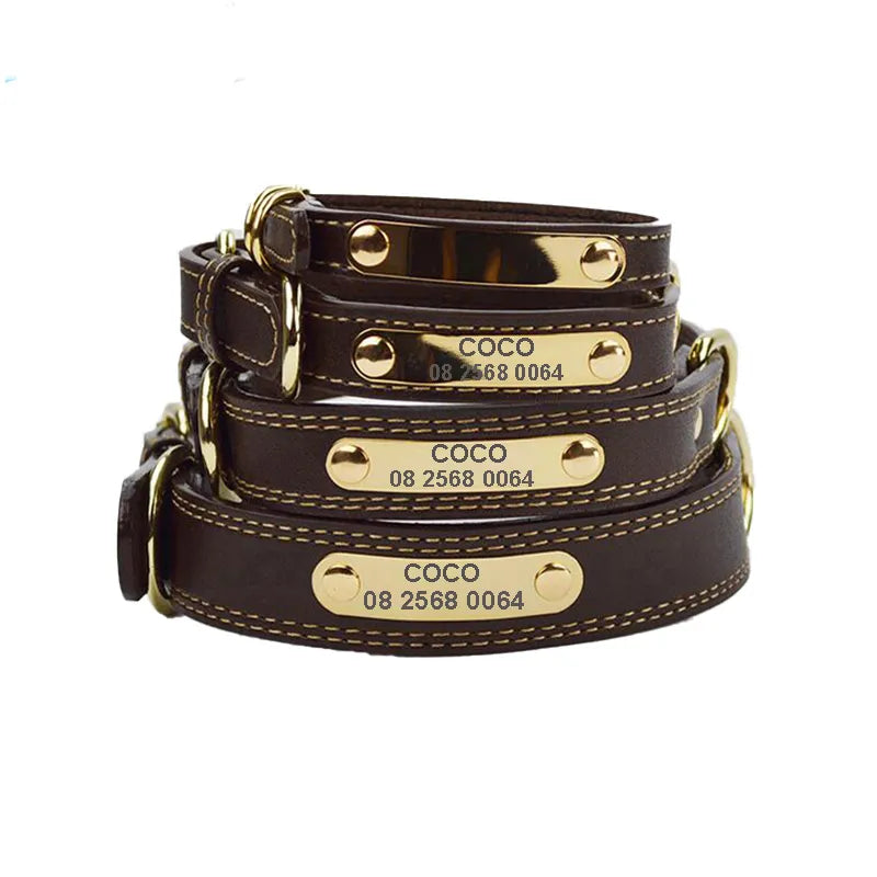 Fluffy Finds Personalized Genuine Leather Dog Collar