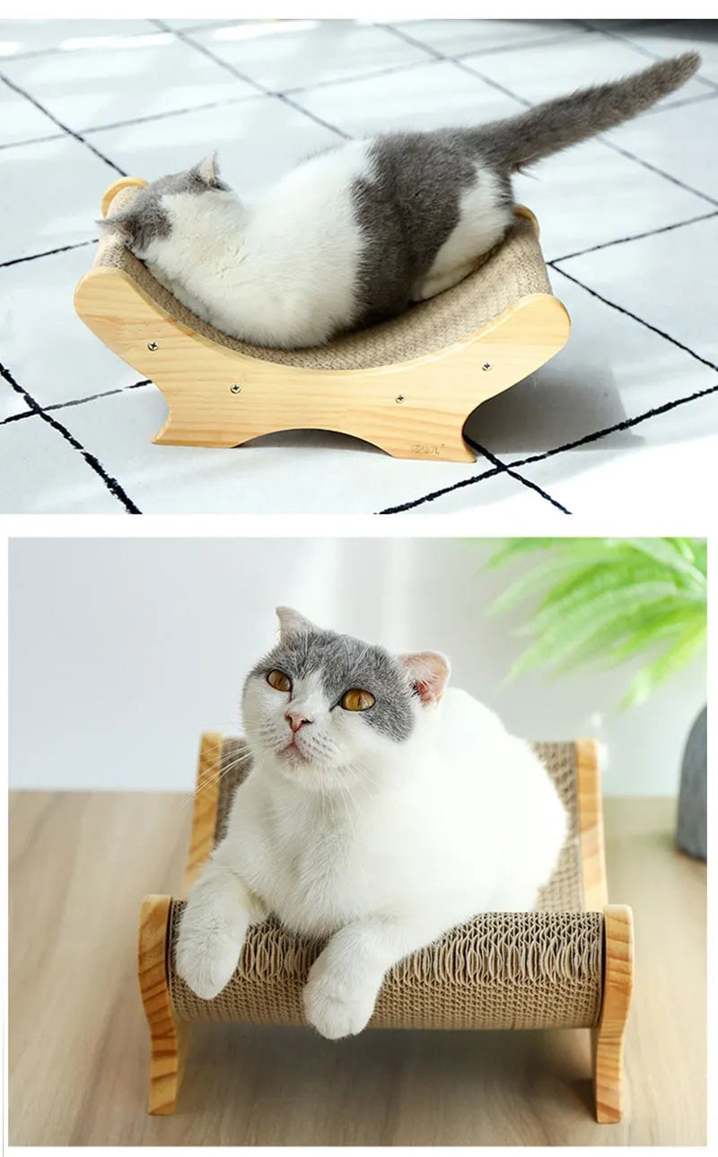 Fluffy Finds Wooden Cat Scratcher Lounge Bed