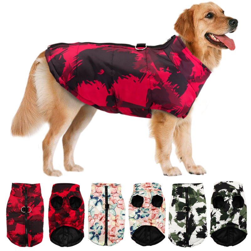 Fluffy Finds Printed Dog Vest Jacket — Warm Winter Coat for Medium & Large Dogs