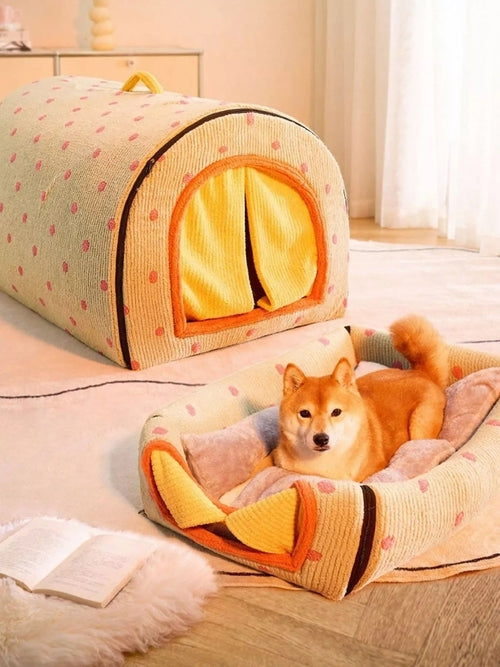 Fluffy Finds 2-in-1 Cozy Pet House & Bed — The Ultimate Snuggle Spot for Dogs & Cats