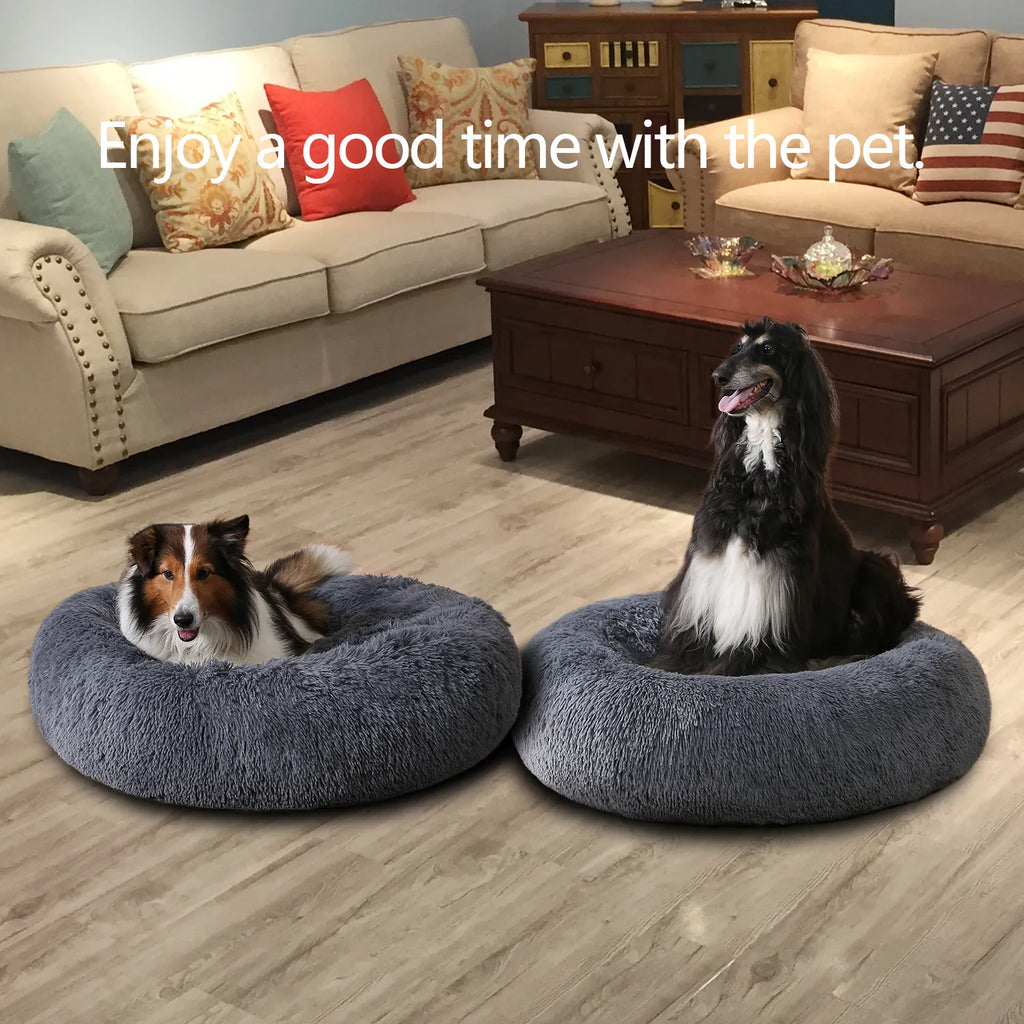 Fluffy Finds Calming Donut Pet Bed — Cozy Plush Bed for Dogs & Cats