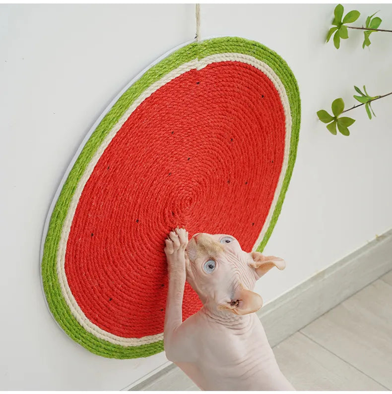 Fluffy Finds Watermelon Cat Scratch Pad — Wall Mounted Sisal Scratching Board