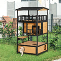 Fluffy Finds Wooden Outdoor Cat House — Multi Level Wild Cat Sanctuary & Tree