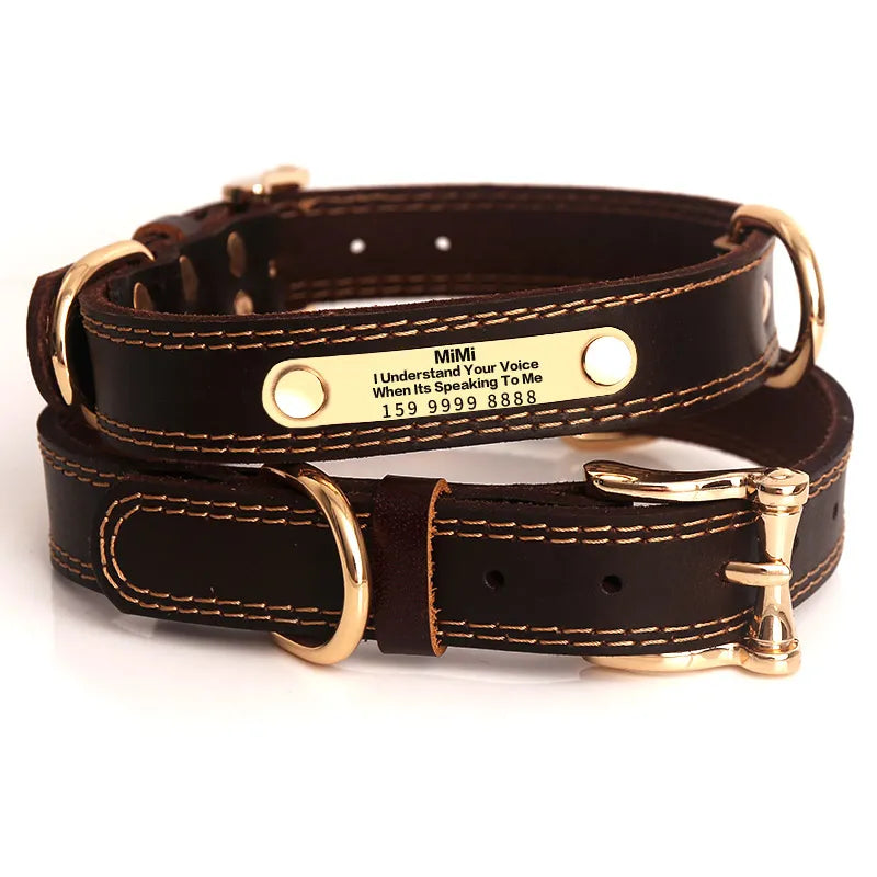 Fluffy Finds Personalized Genuine Leather Dog Collar