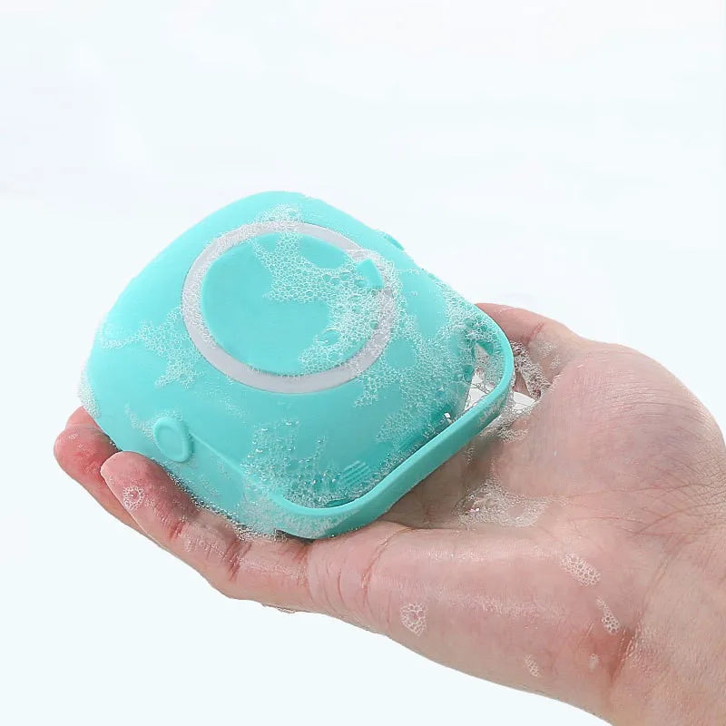 Fluffy Finds Pet Silicone Massage Bath Brush — 2 in 1 Shampoo Dispenser & Grooming Brush