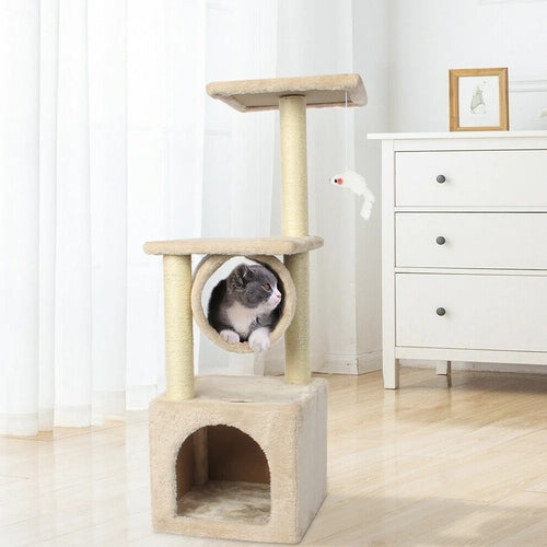 Fluffy Finds 3-Level Cat Tree Tower — Scratching Post, Cozy House & Play Centre