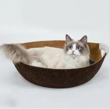 Fluffy Finds Felt Cat Basket Bed — Cozy Open Pet Bed for Cats